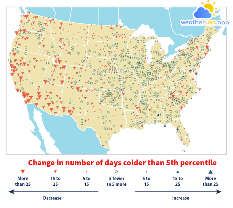 Change in Unusually Cold Temperatures in the Contiguous 48 States, 1948–2020